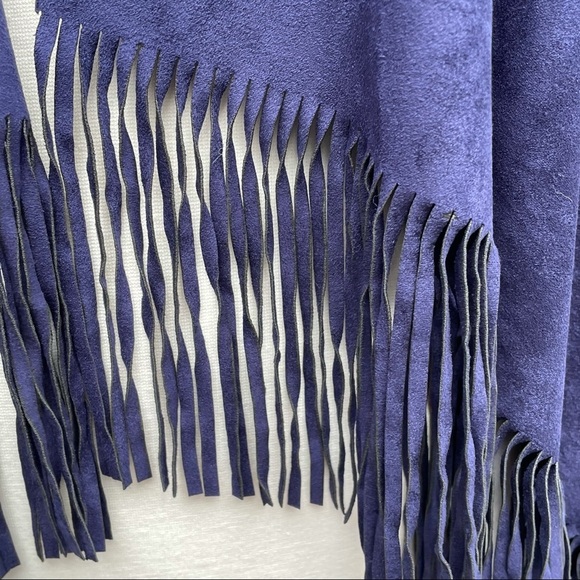 INC Suede Fringe Western Ranch Revival Boho Vest Blue Indigo New XS - Picture 6 of 10